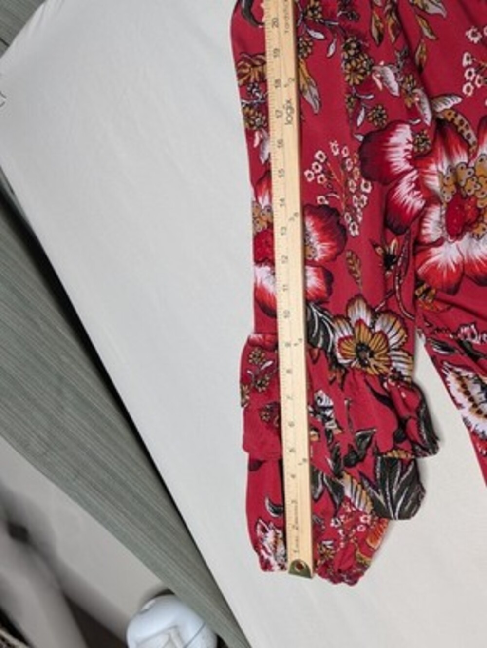 Hope Springs‎ Women's Red Floral Long Sleeve Dress Size Medium V Neck - Picture 6 of 9